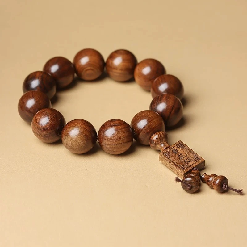 A095花梨木20mm单圈带牌手串