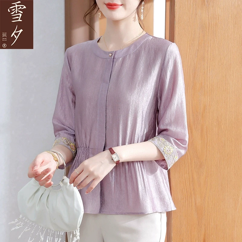 母亲节高贵衣服2025新款妈妈夏装短袖宽松薄款小衫中老年女装t恤