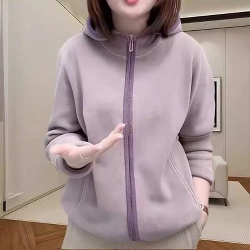 哥弟阿玛施正品紫色加绒加厚连帽卫衣女早秋爆款大码胖妹妹宽松百