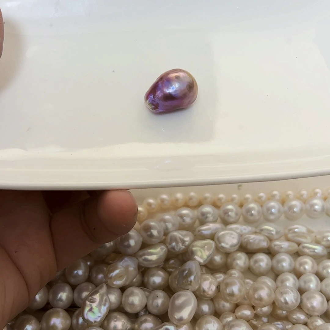 淡水珍珠吊坠(不含链)银S925镶嵌张*丫