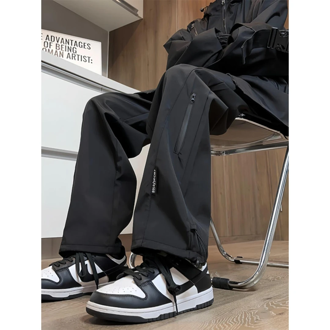 冲锋裤男士夏季2025新款防风宽松直筒运动工装潮流休闲长裤子男