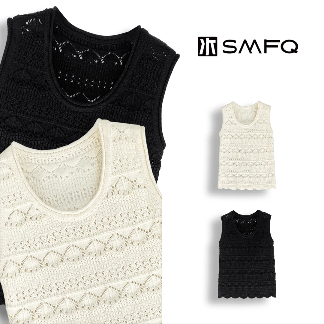 水木夫妻”佩尼达岛“重工艺柔软法式镂空针织背心女