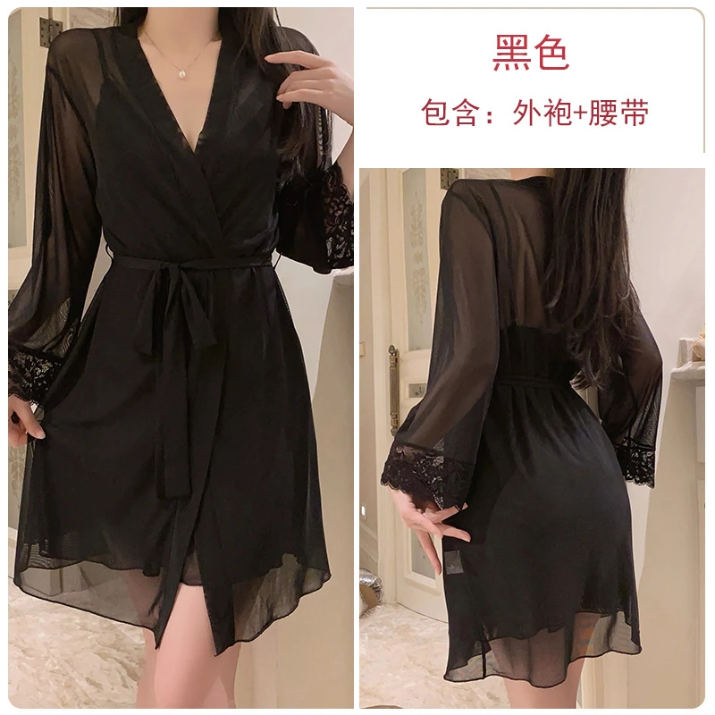 蕾丝外袍【入门微醺】性感网纱透视外袍常规外袍夏季显瘦睡衣外袍