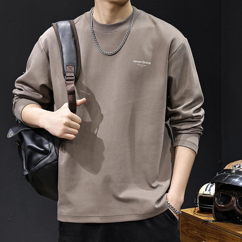 MR.MUDI/穆迪先生复古印花长袖t恤男新款春秋款宽松休闲圆领打底