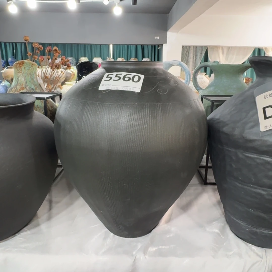 半***仙摆件陶景德镇高温花瓶编码5560高33口9默认无孔