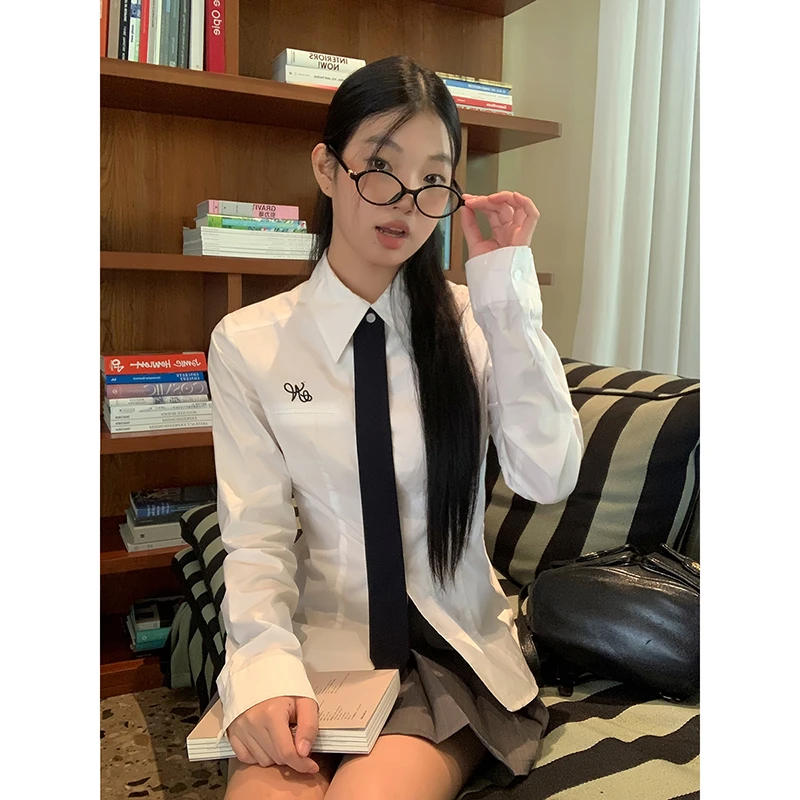 【秋秋清仓】小众设计感学院风百搭韩版短款BD衬衫243V2270