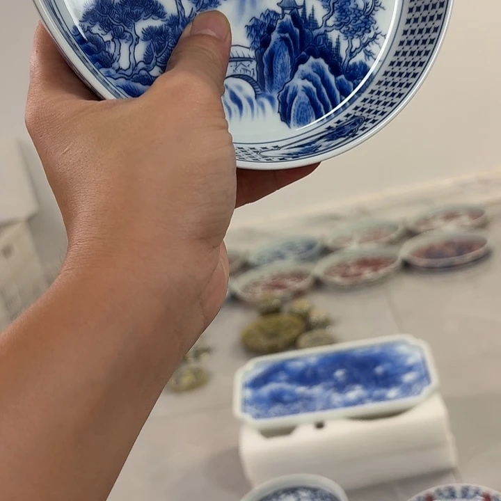 瓷片青花山水大胡乘景德镇