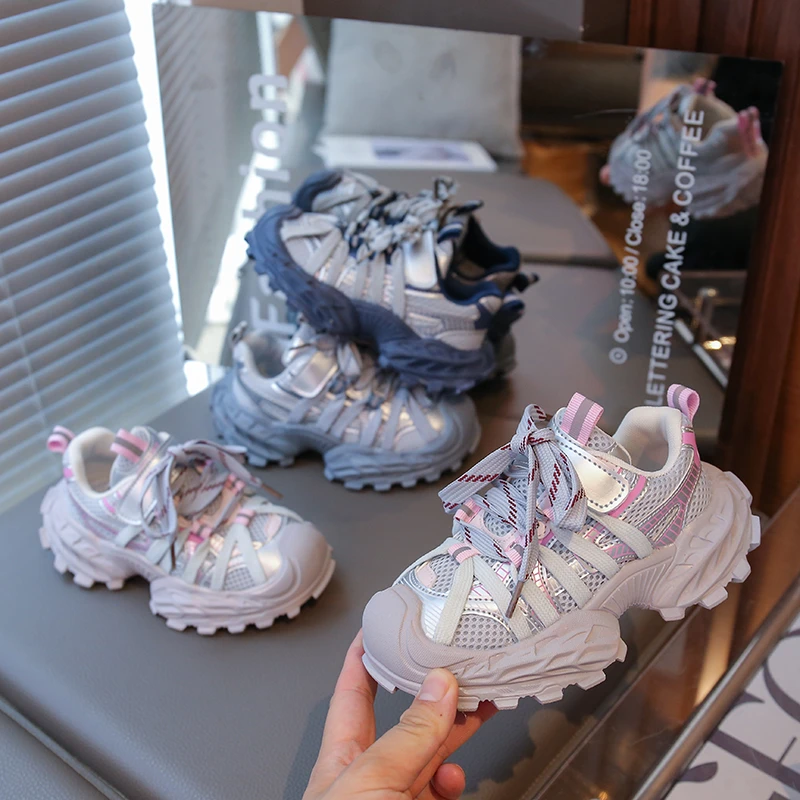 爆款女童透气网面老爹鞋2025春秋新款儿童运动鞋男童轻便跑步鞋子