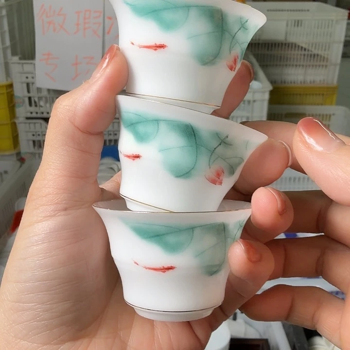 冰种专场竹节杯三个一组35荷花