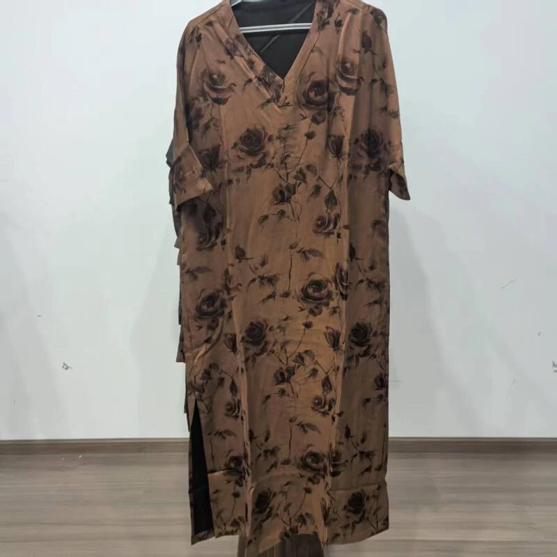 【QC586】香云纱重锻宽松春夏季时尚休闲百搭气质袍子国风复古连衣