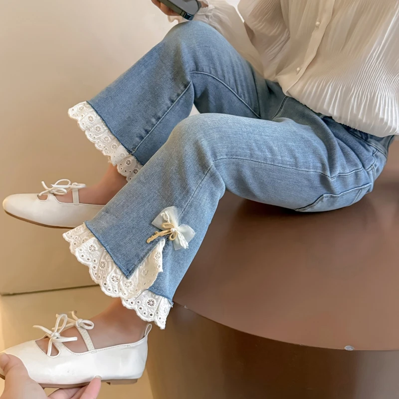 女童牛仔裤2025新款韩版春装时髦儿童洋气休闲裤女宝宝春装喇叭裤