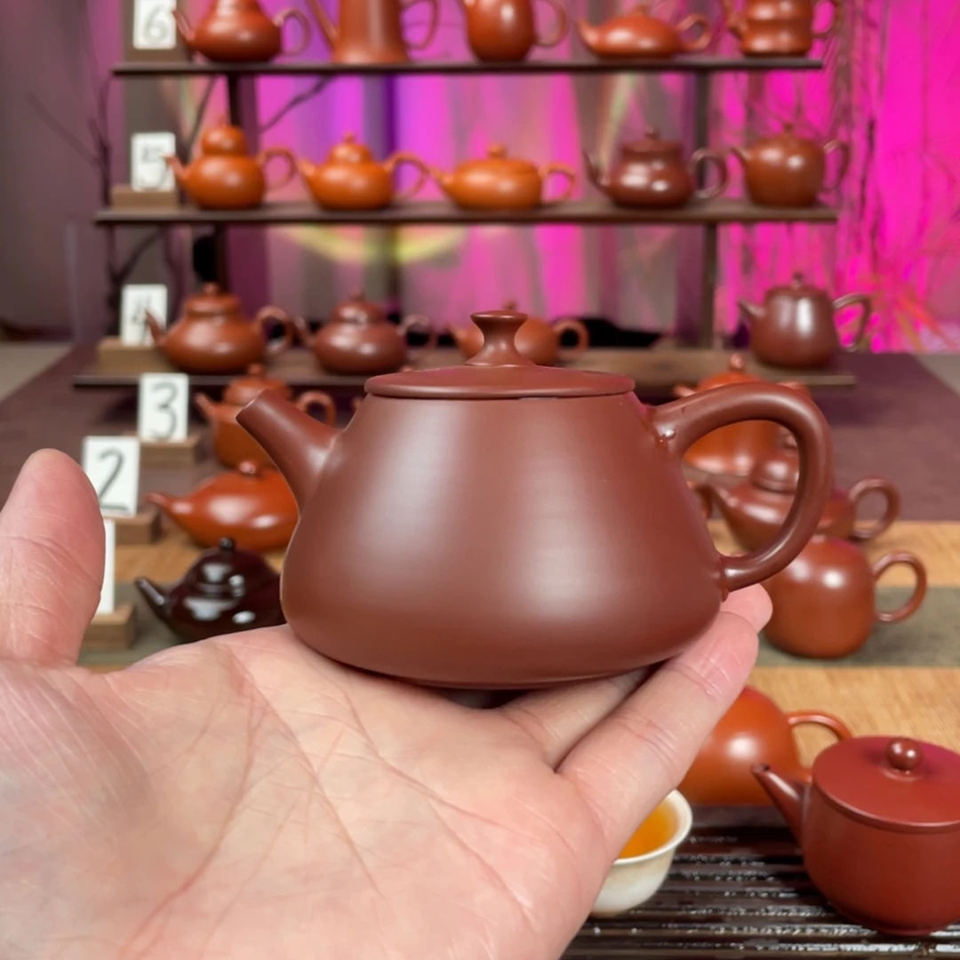 玩***人紫砂茶壶老朱泥石瓢145cc