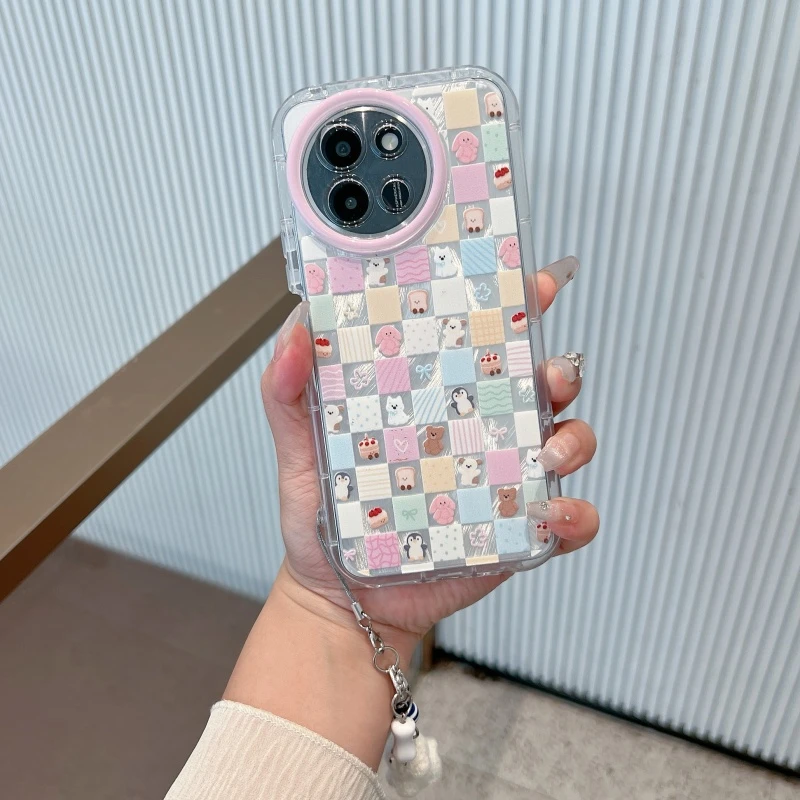 适用于vivoy200i手机壳新款羽纱方块可爱卡通全包防摔女款网红