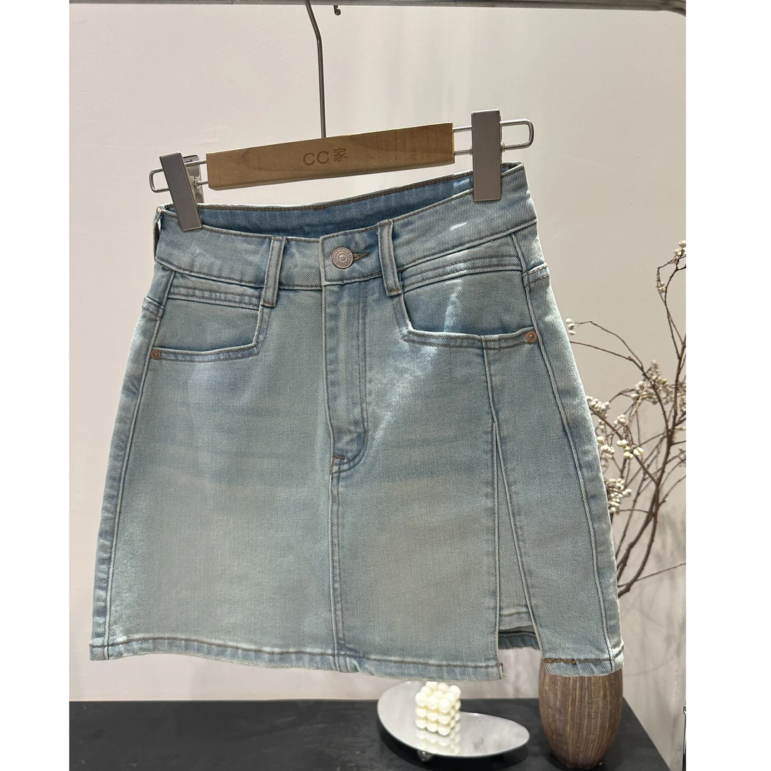 【00113】夏季 弹力A字高腰包臀牛仔短裙