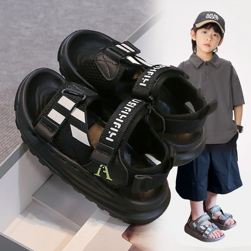 缝线不怕水男童凉鞋排汗沙滩学生休闲凉鞋轻便男孩露趾儿童鞋夏季