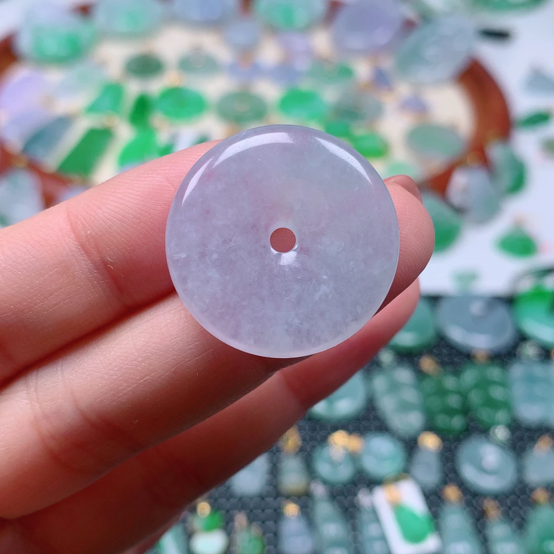 缅甸天然A货翡翠，冰润平安扣 q尺寸 26-4.3