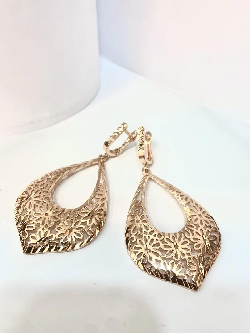 铜合金耳饰 欧美奢华风车花纹时尚精致轻奢个性玫瑰金耳环金色