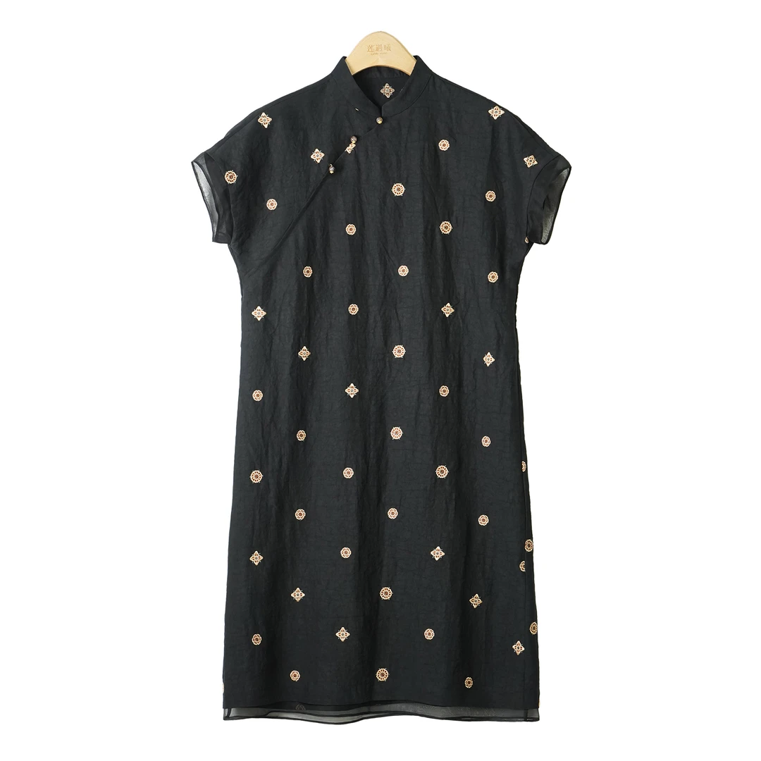 刺绣香云纱改良旗袍新中式国风女装XYLYX250137