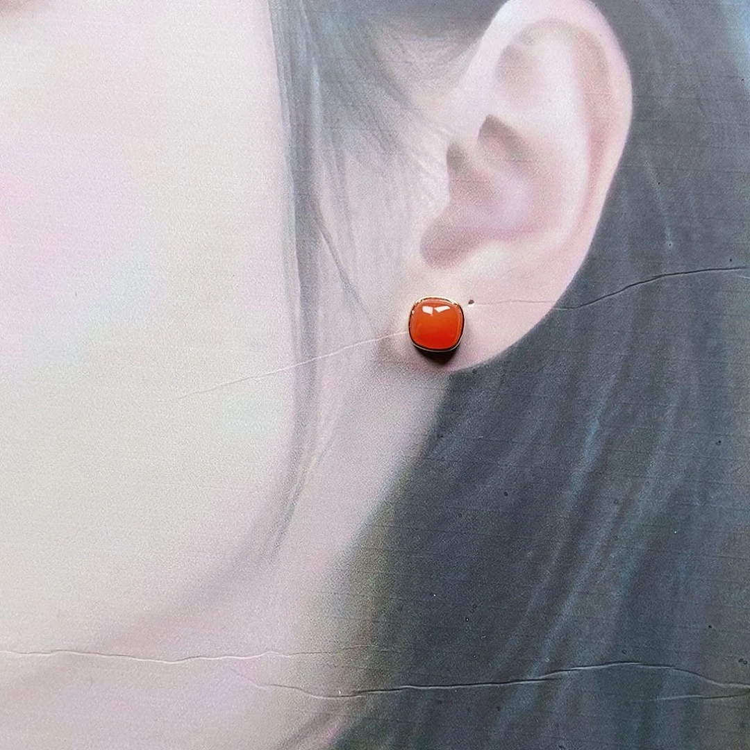 和田玉耳饰银S925镶嵌