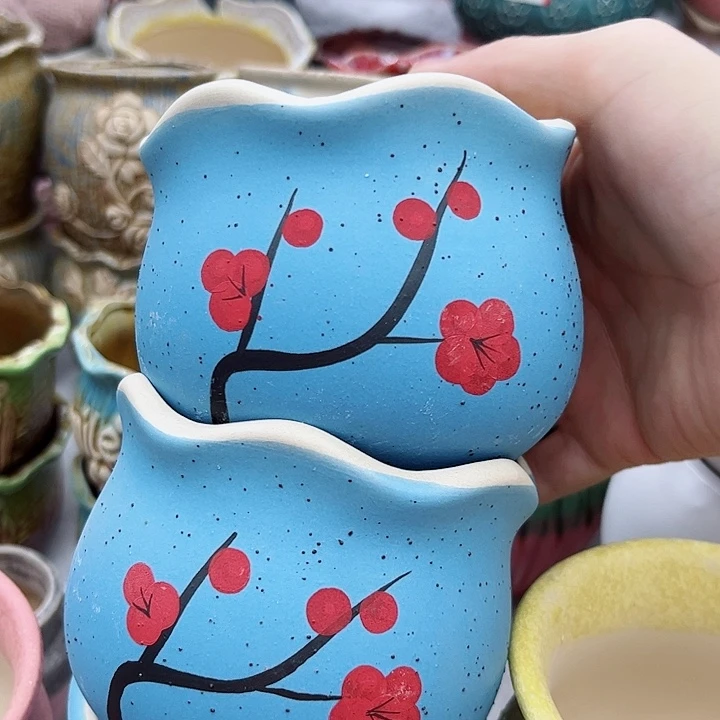 多肉绿植陶瓷花盆9.9包邮，有孔