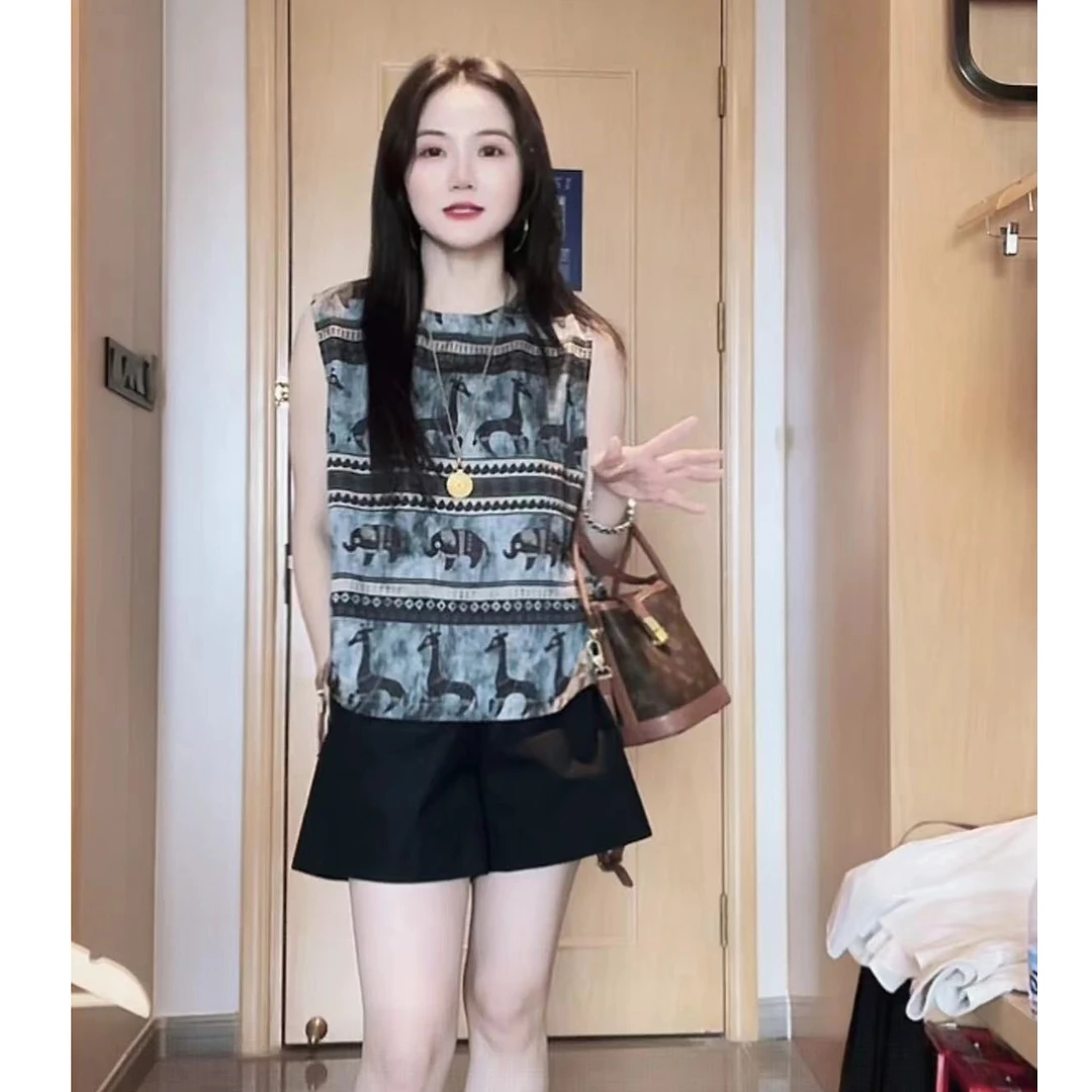 【运费补贴】2025夏款复古圆领时尚百搭无袖显瘦上衣女背心国风小衫