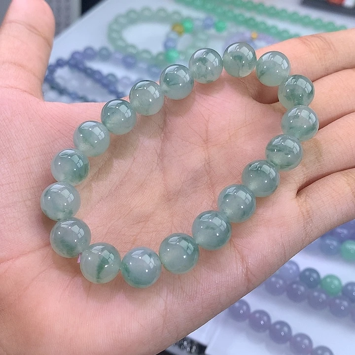 未镶嵌手链翡翠翡翠冰飘绿花手串