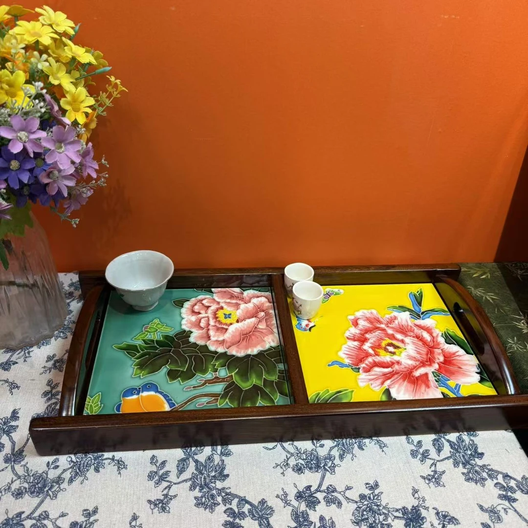 20*20双井茶盘大双井文创仿清乾隆陶瓷家庭收纳盘