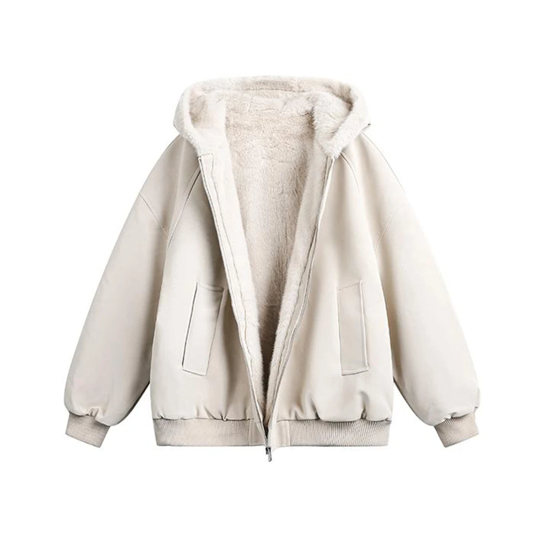 【年底清仓】荔枝纹皮座山雕加绒夹棉连帽棉服男女冬季保暖宽松外套