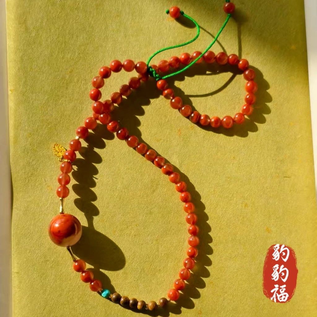 黑刚火焰纹南红项链，豹豹福珠宝，多样性发货