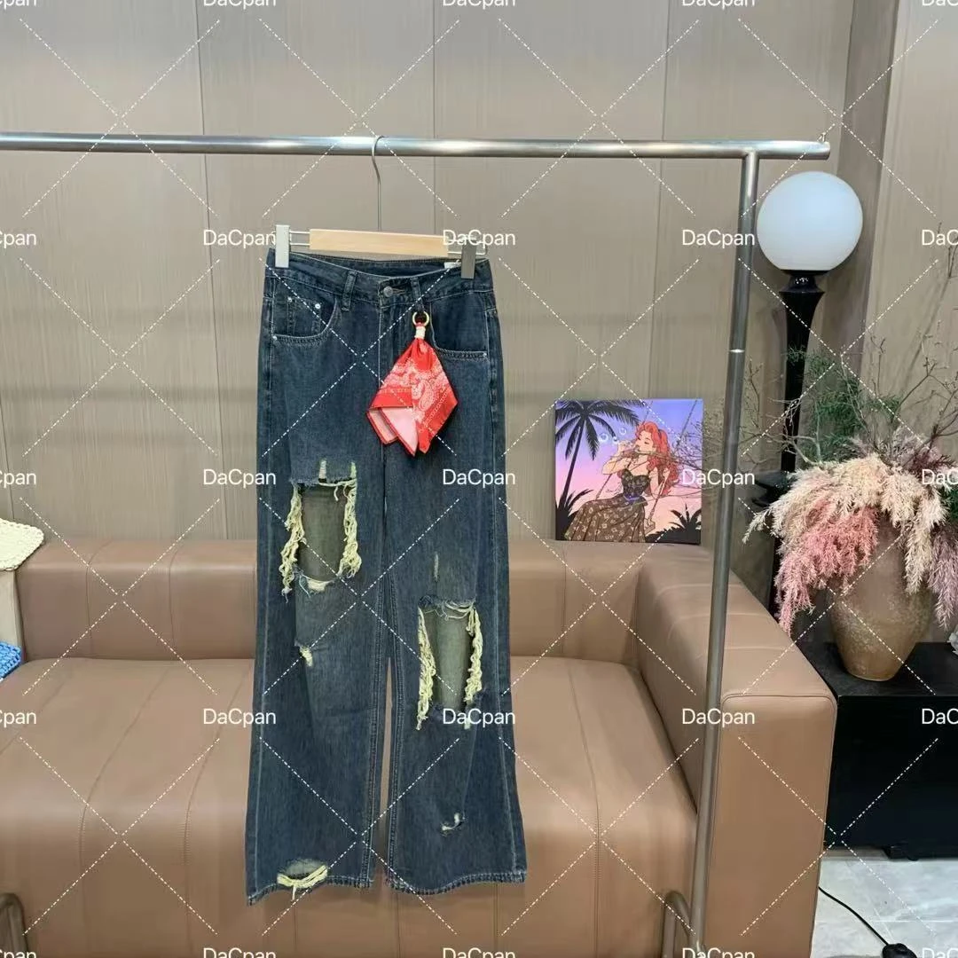 DACPAN-“乞丐裤”大破洞直筒牛仔裤 2025/盼·PP 18558