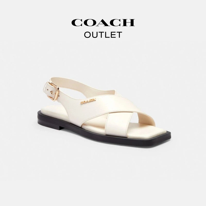 COACH/蔻驰 女士时尚百搭经典标志LINK十字绑带凉鞋 夏季平底拖鞋