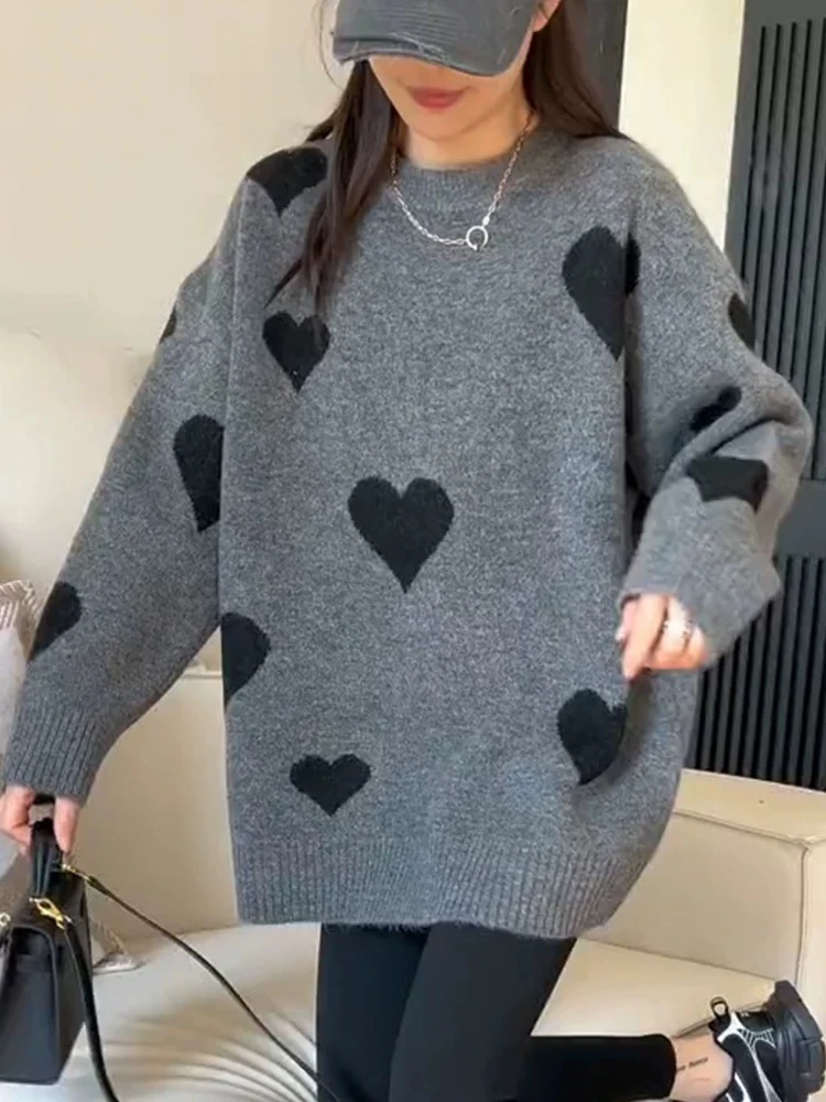 大版加长加厚爱心毛衣