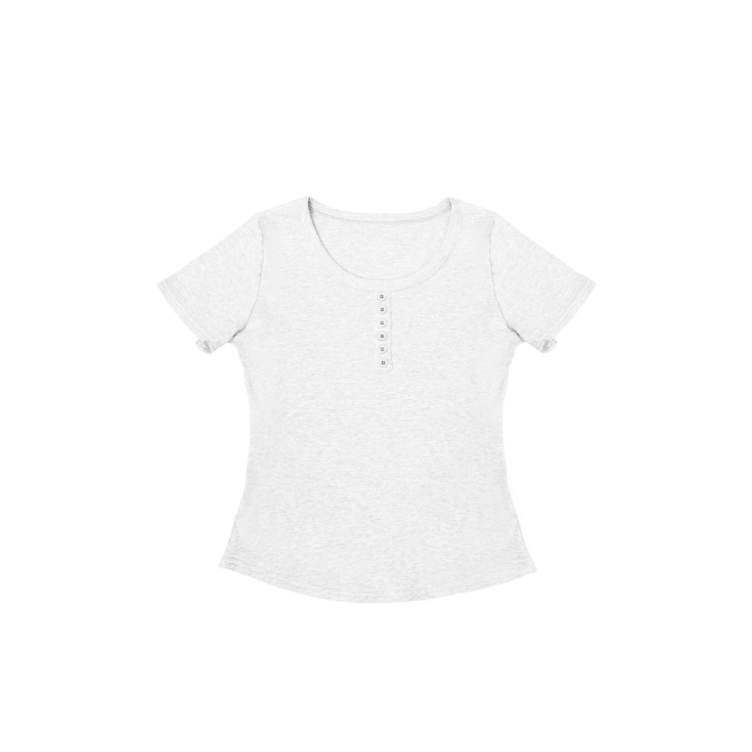 『樊范儿』夏季新款显瘦时尚百搭短款修身纯色insT恤-24531