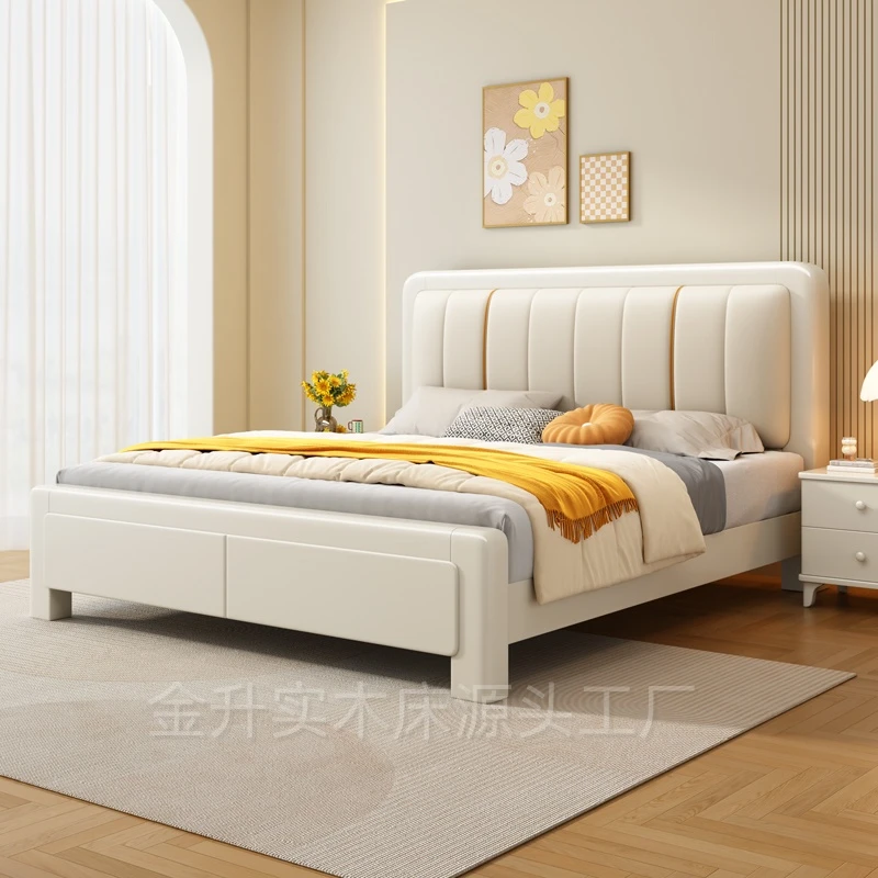 aa现代家用北欧实木床佛山床大床新中式主卧室双人床白色婚床#815