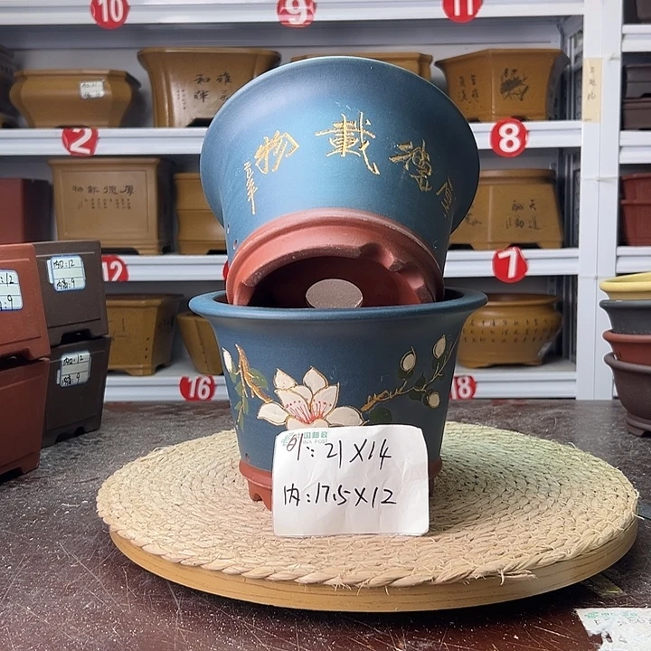 紫砂花盆蛇年大吉