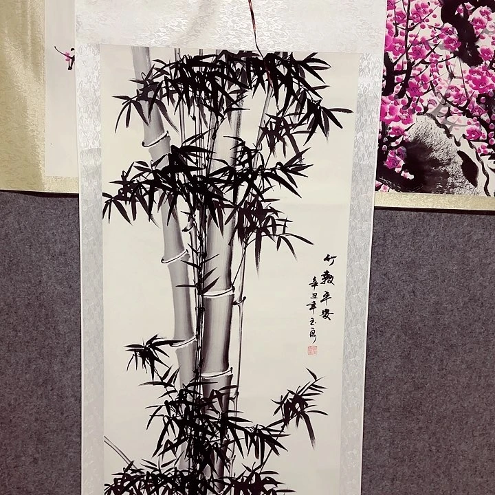 国画竹报平安节节高升