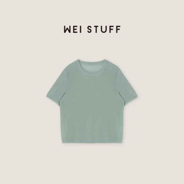 WEI STUFF 春季新品时尚舒适圆领洋气百搭休闲短袖打底衫 8830.