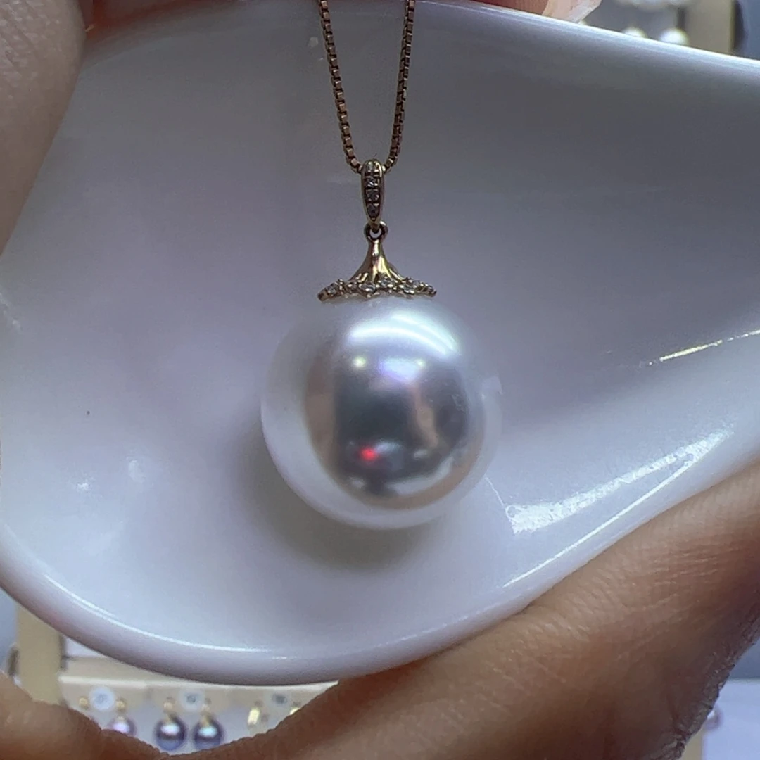 淡水珍珠吊坠(赠链)18K金镶嵌