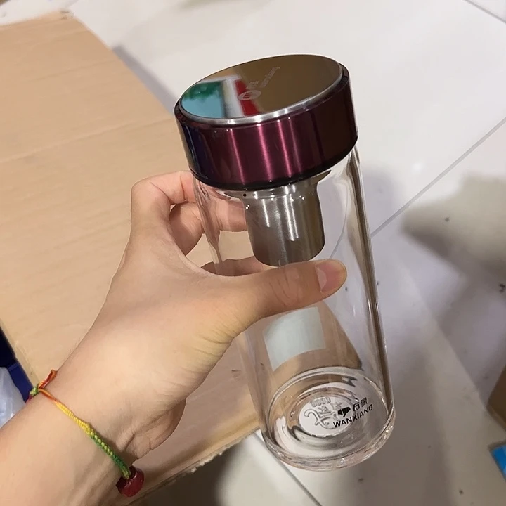 万象u266红色单层烫手玻璃杯560➕被套