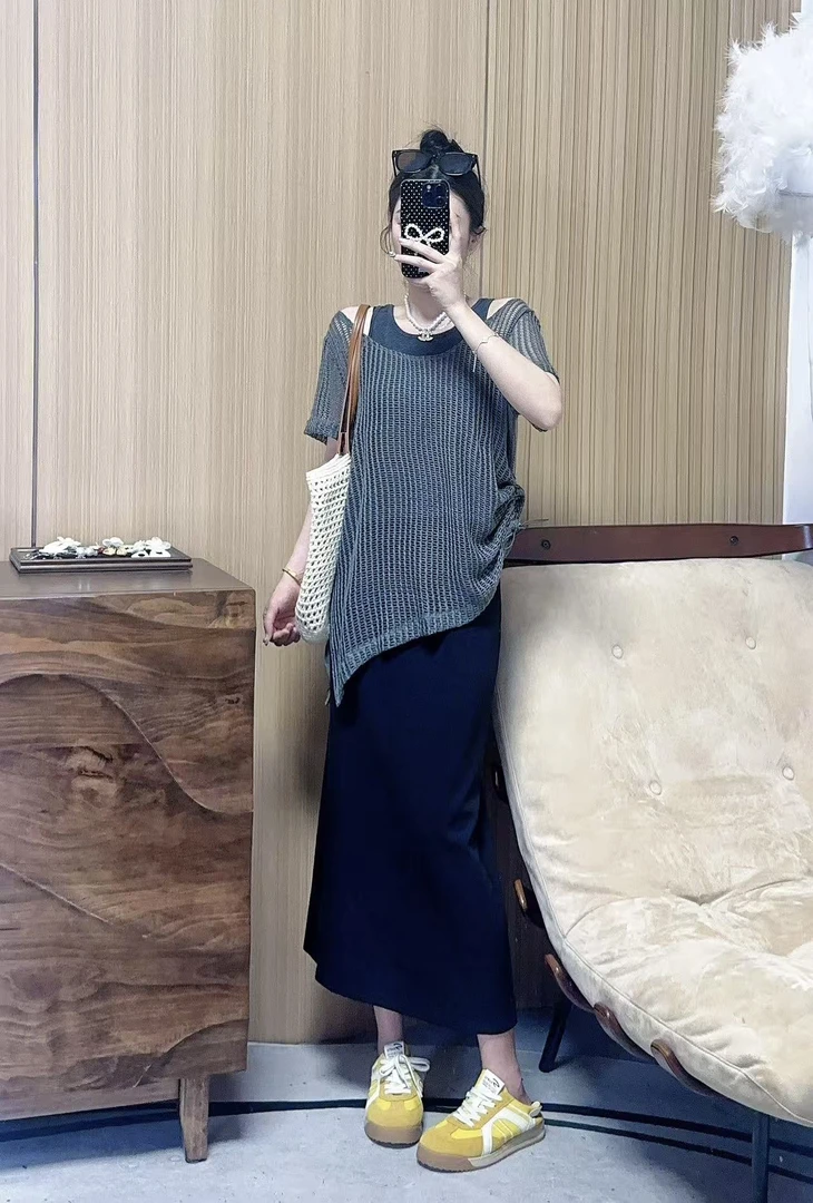 【海南简爱】灰色针织➕半身裙减龄两件套 5521