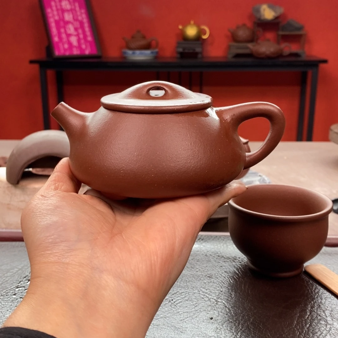 茶壶紫砂底槽清景舟石瓢260cc全手➕底槽清杯子