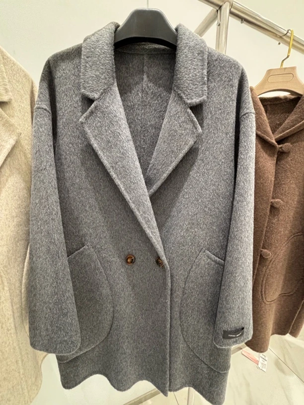 中长款双面女士羊毛大衣