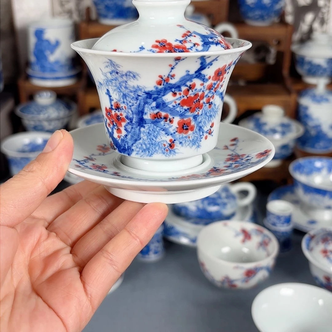 杯M***❤青花瓷器手绘作品盖碗