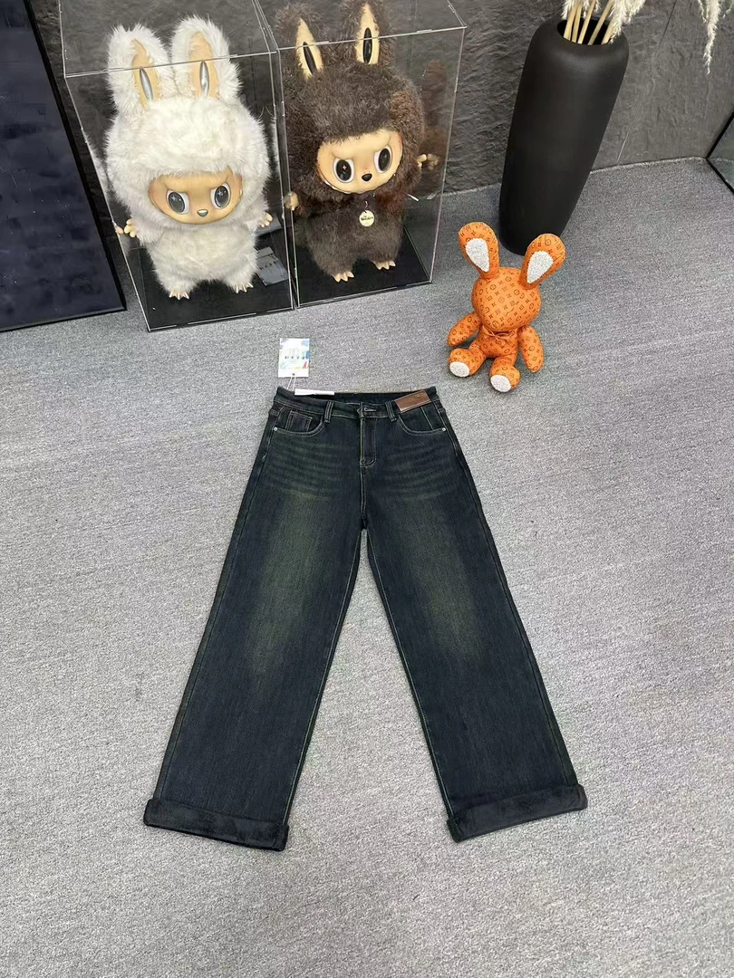 6660-5弹力加绒直筒翻边烟管裤