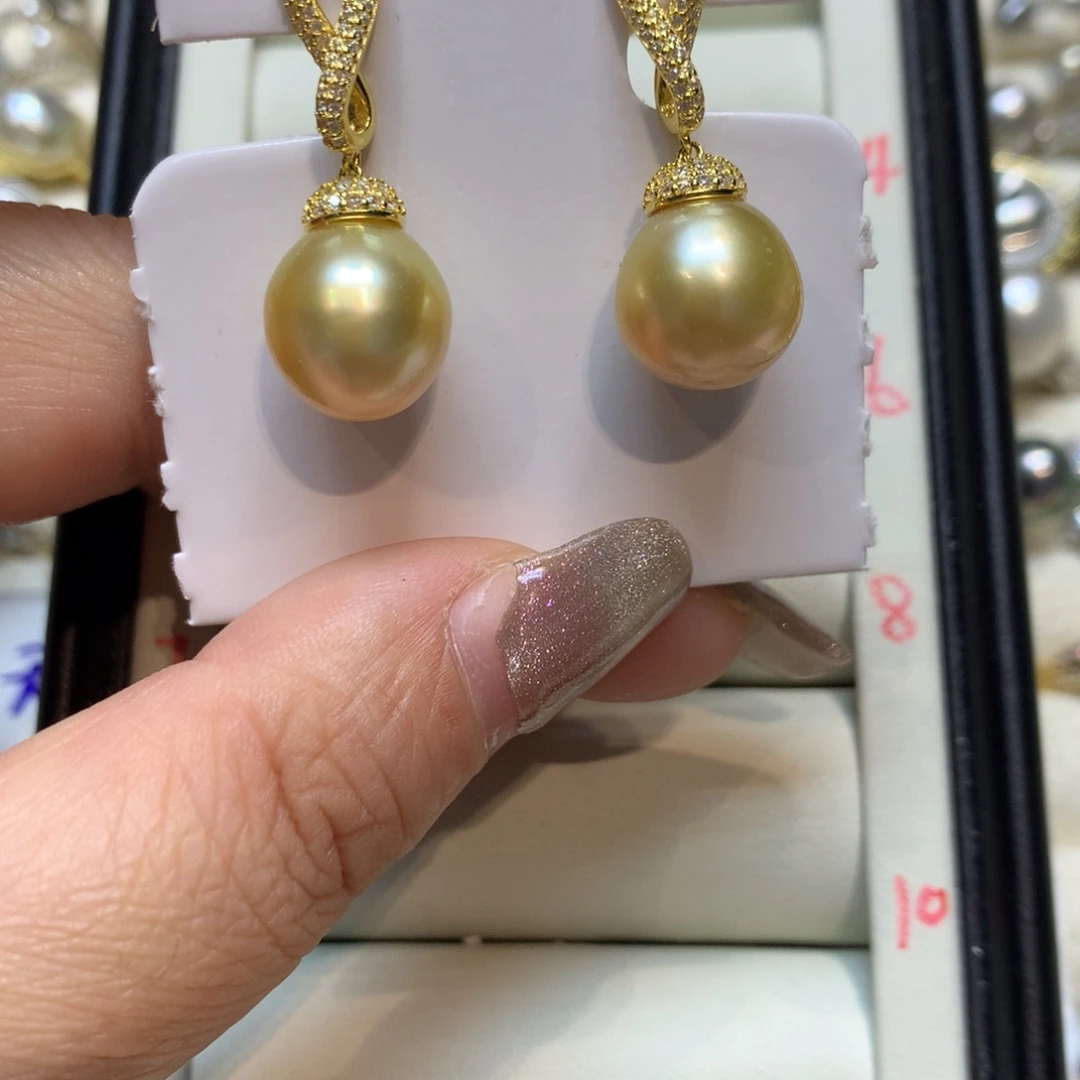 银S925镶嵌海水珍珠耳饰