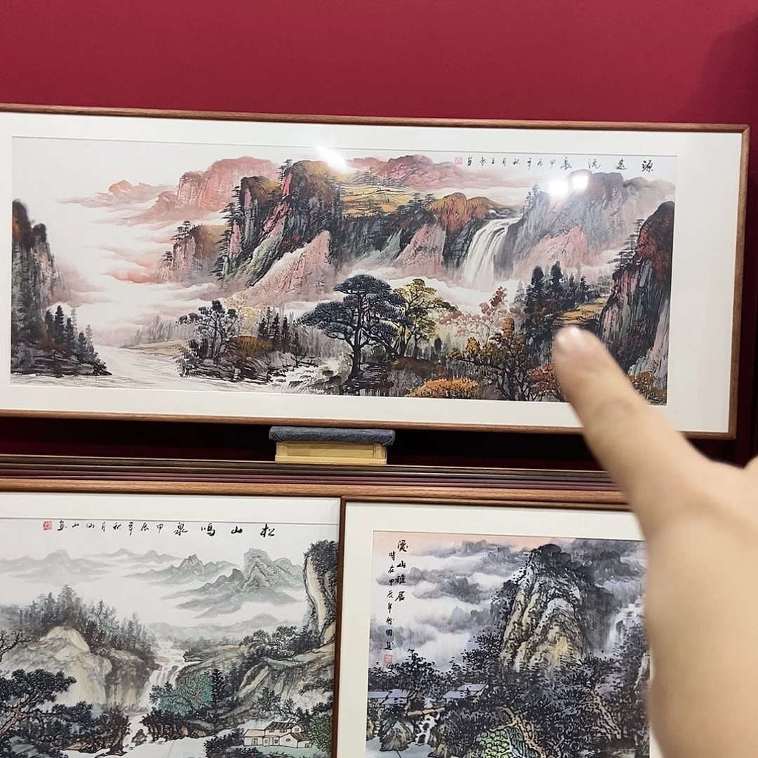 国画手绘作品带框210成80