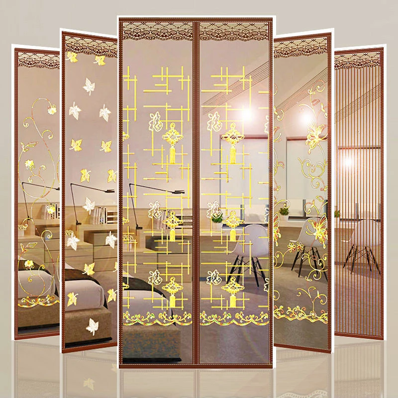 刺绣软纱防蚊门帘家用卧室磁吸农村大门通用沙门纱窗自粘免打孔