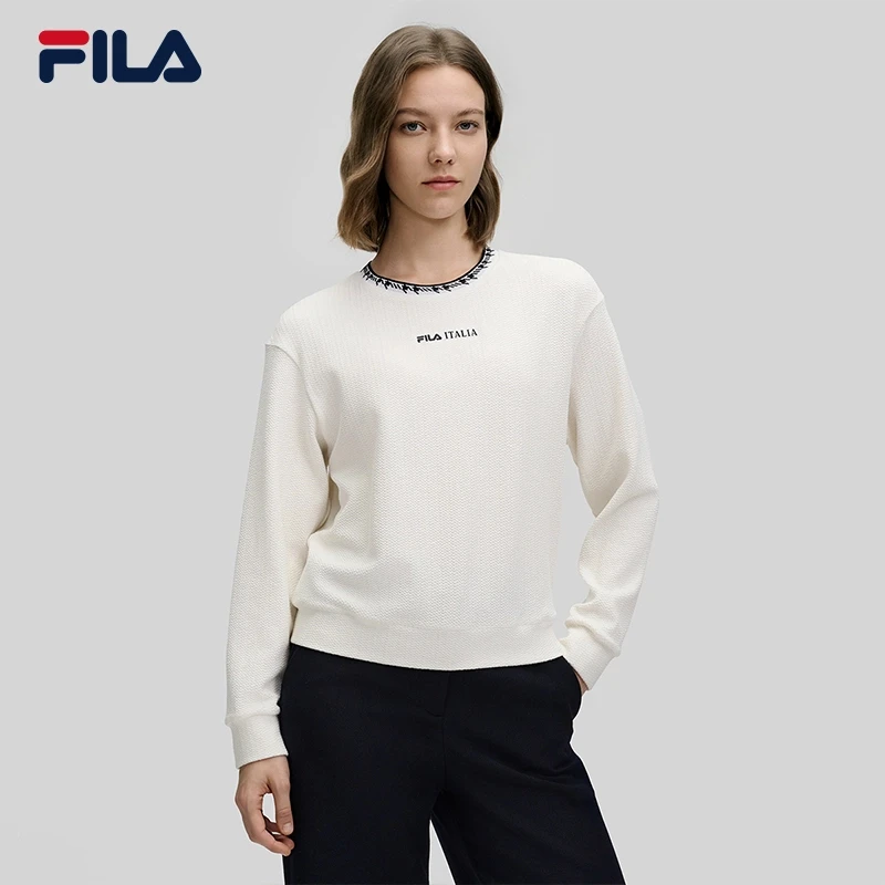 【顶特高系列】FILA/斐乐女新款肌理感简约圆领长袖卫衣F11W514203F