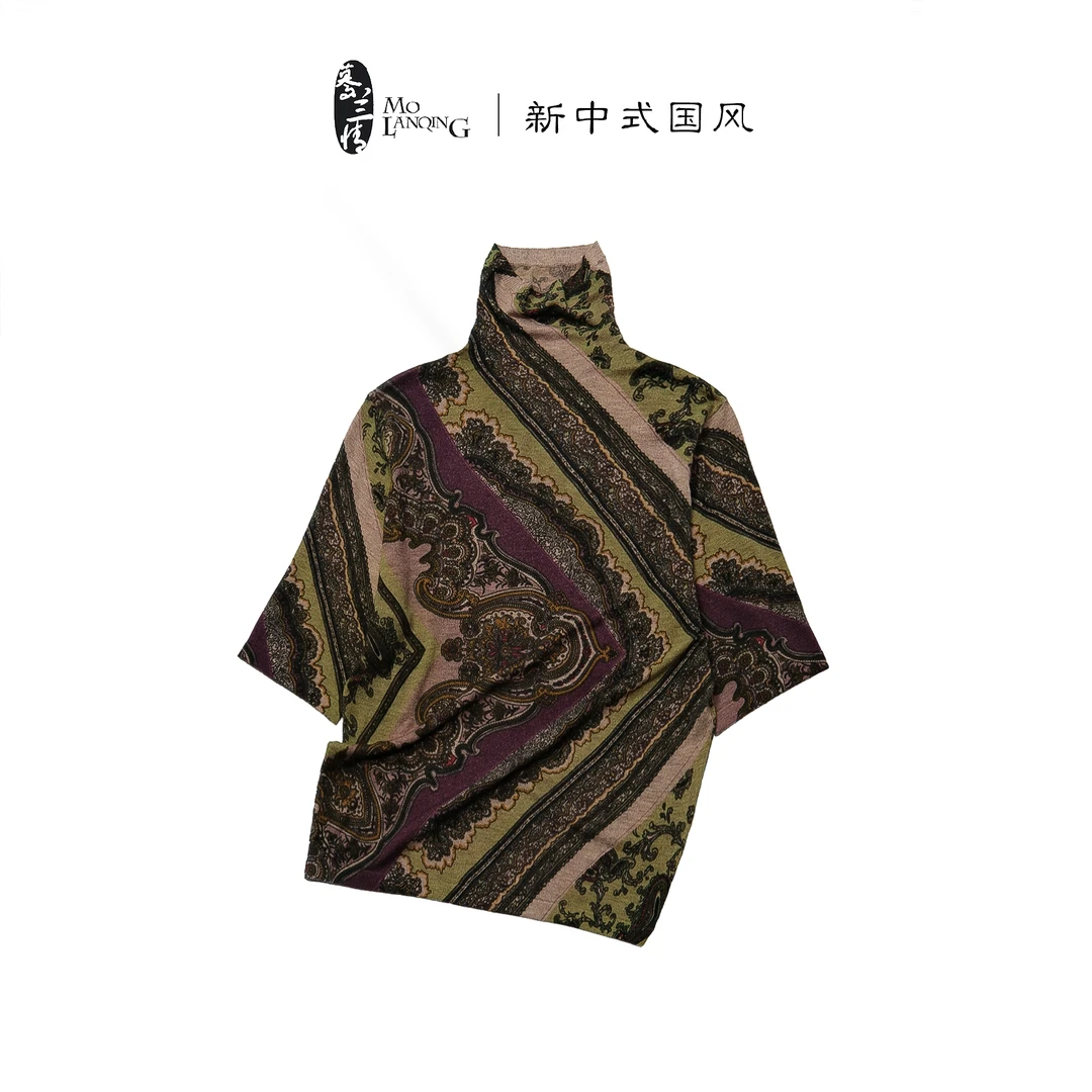 【塔利亚】休闲潮流印花优雅堆堆领领百搭打底衫羊毛衫5294