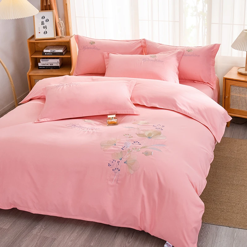 纯色磨毛四件套双人加大锦绣江南加厚床上用品床单高档床品被罩